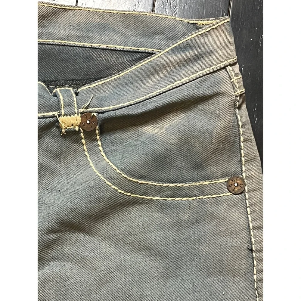 True Religion Joey Super T Grey Flare Jeans Mens 40 Made in USA Low Rise Denim